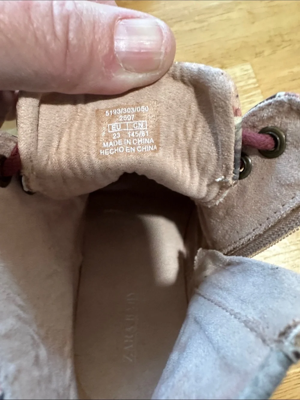 Zara Pink and Plum Floral Lace-Up Toddler Ankle Boots